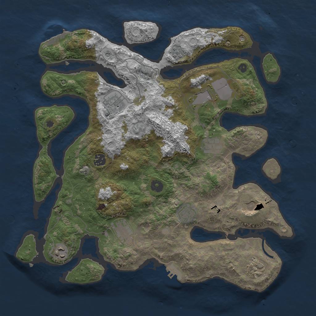 Rust Map: Procedural Map, Size: 3800, Seed: 334534484, 21 Monuments