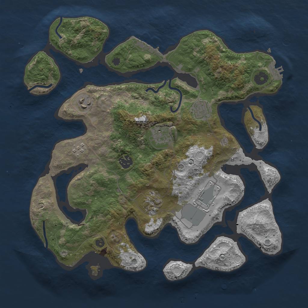 Rust Map: Procedural Map, Size: 3500, Seed: 1647821415, 18 Monuments