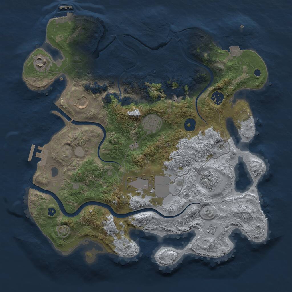 Rust Map: Procedural Map, Size: 3500, Seed: 1647821415, 13 Monuments