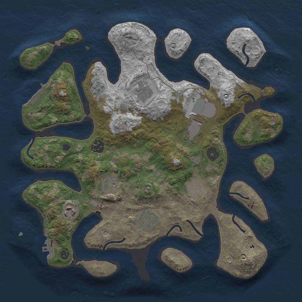 Rust Map: Procedural Map, Size: 3500, Seed: 1651193919, 19 Monuments