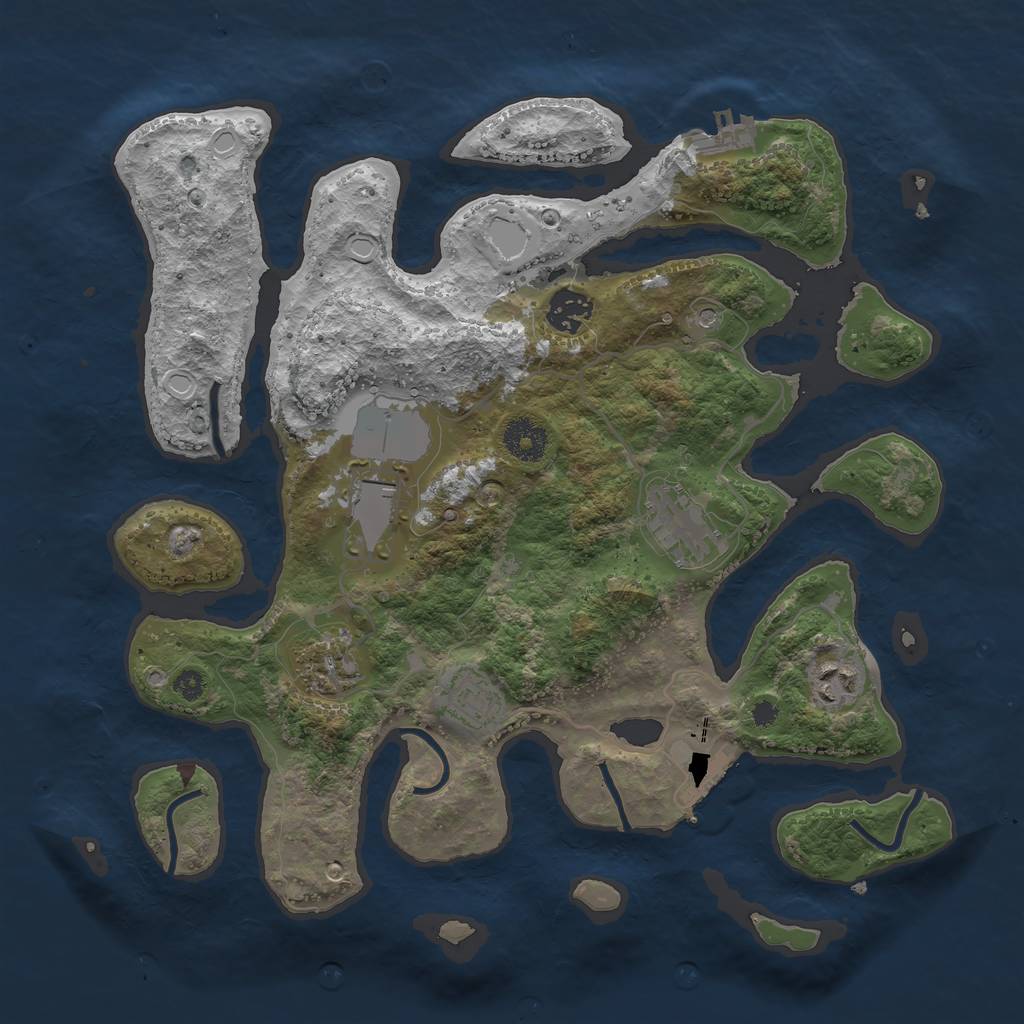 Rust Map: Procedural Map, Size: 3500, Seed: 1558517995, 17 Monuments