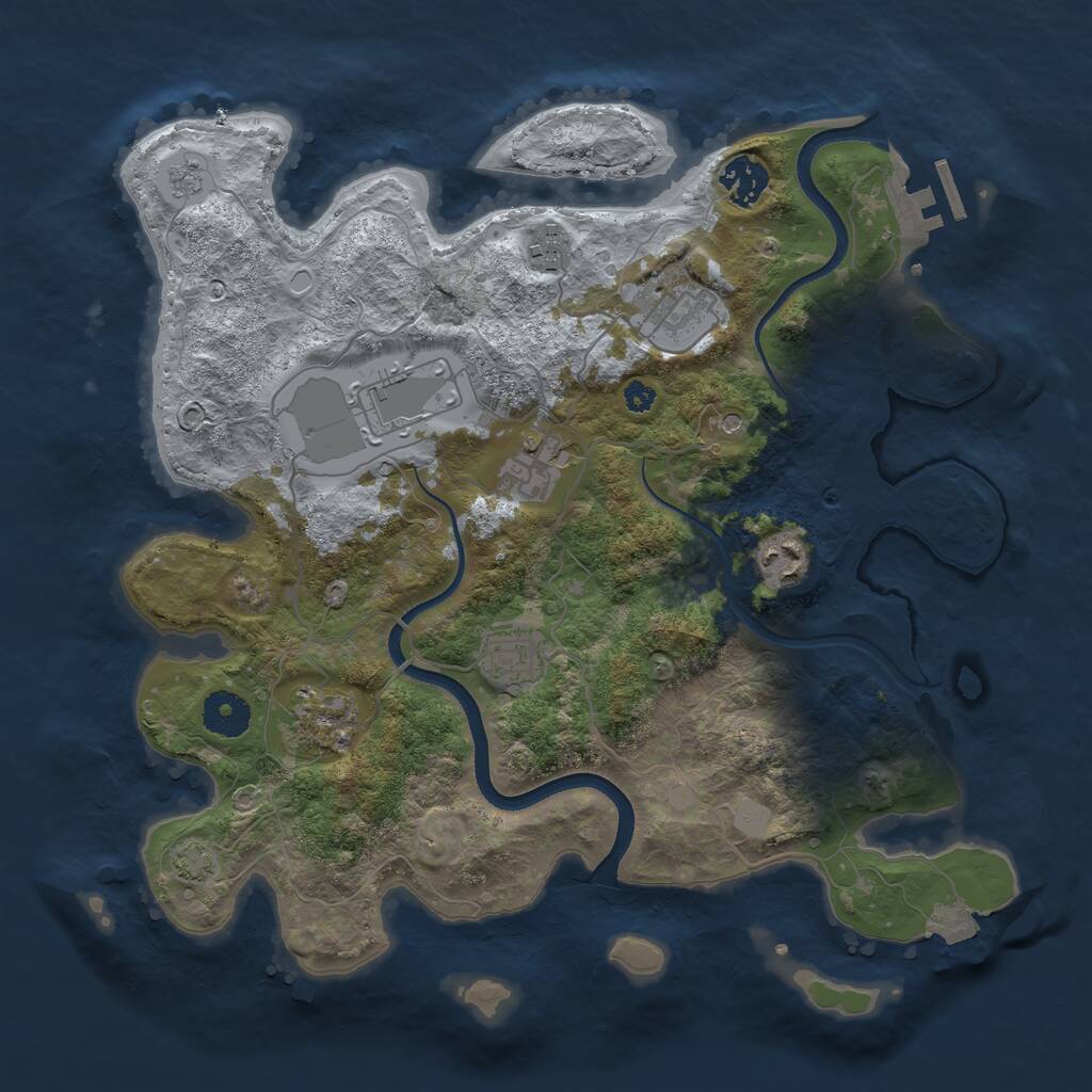 Rust Map: Procedural Map, Size: 3500, Seed: 1558517995, 13 Monuments