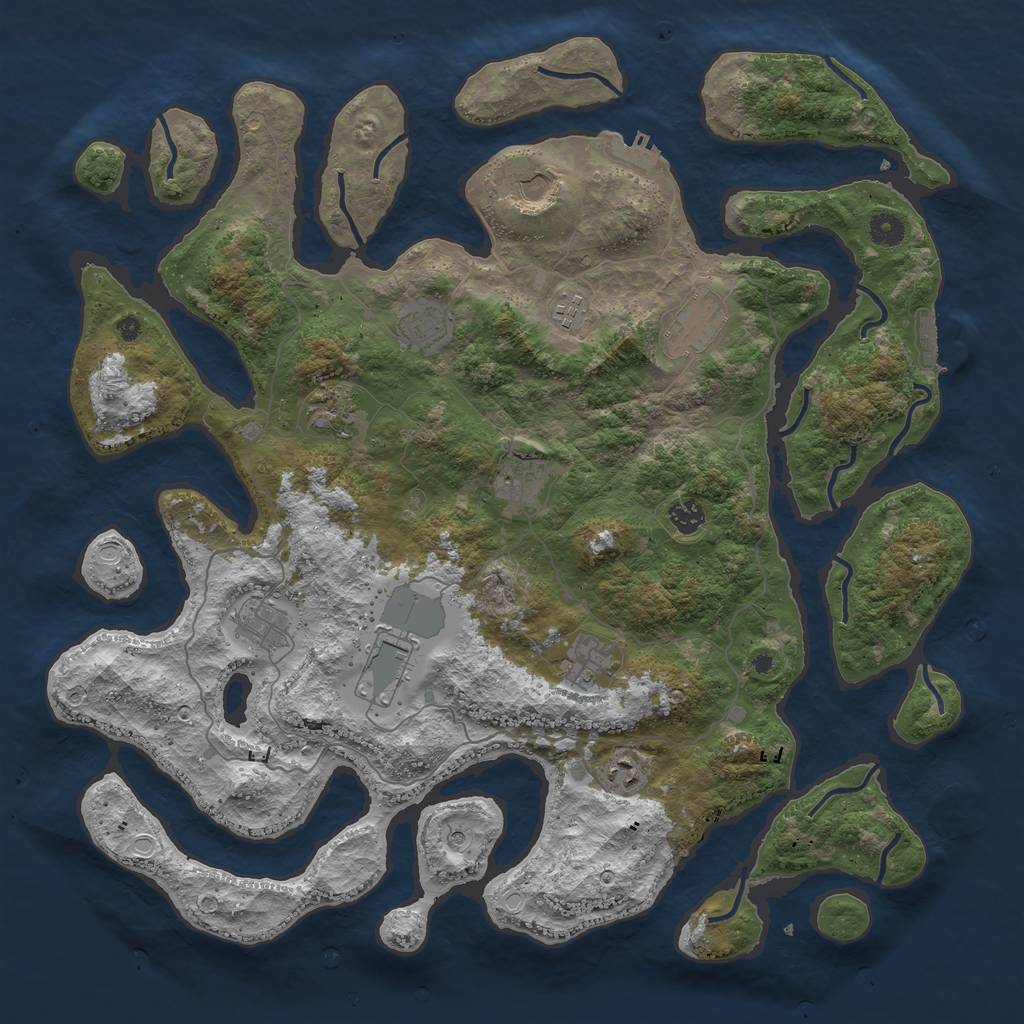 Rust Map: Procedural Map, Size: 4500, Seed: 1792153559, 22 Monuments