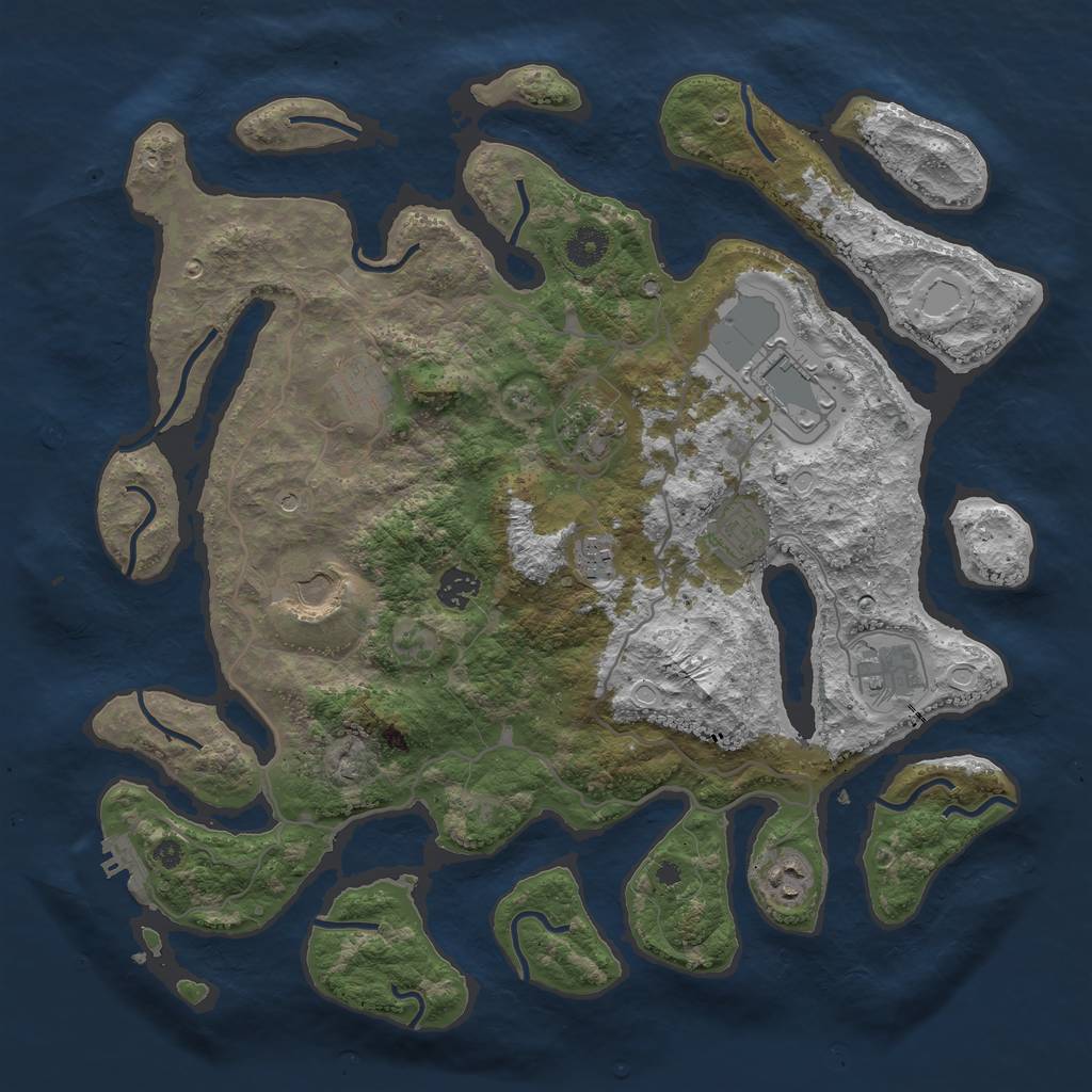 Rust Map: Procedural Map, Size: 4000, Seed: 1057354079, 19 Monuments