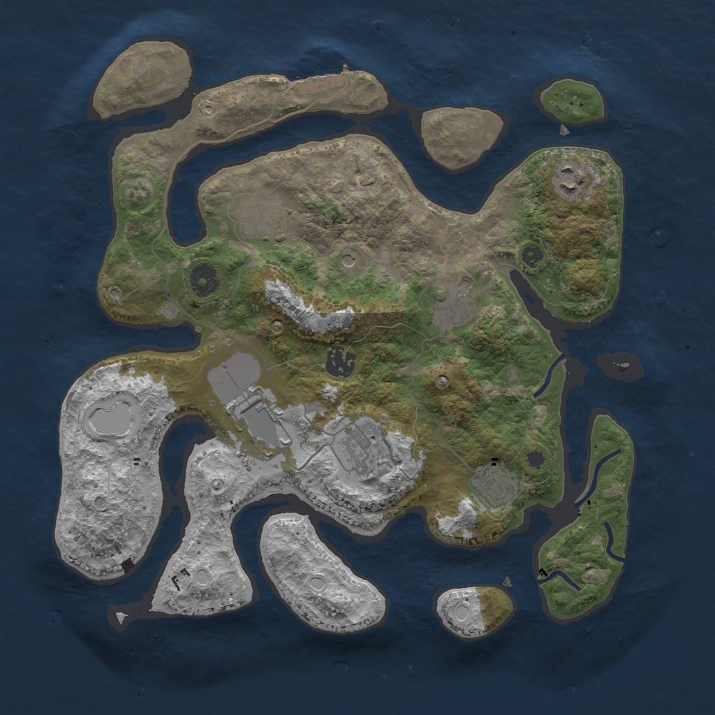 Rust Map: Procedural Map, Size: 3500, Seed: 483252395, 17 Monuments