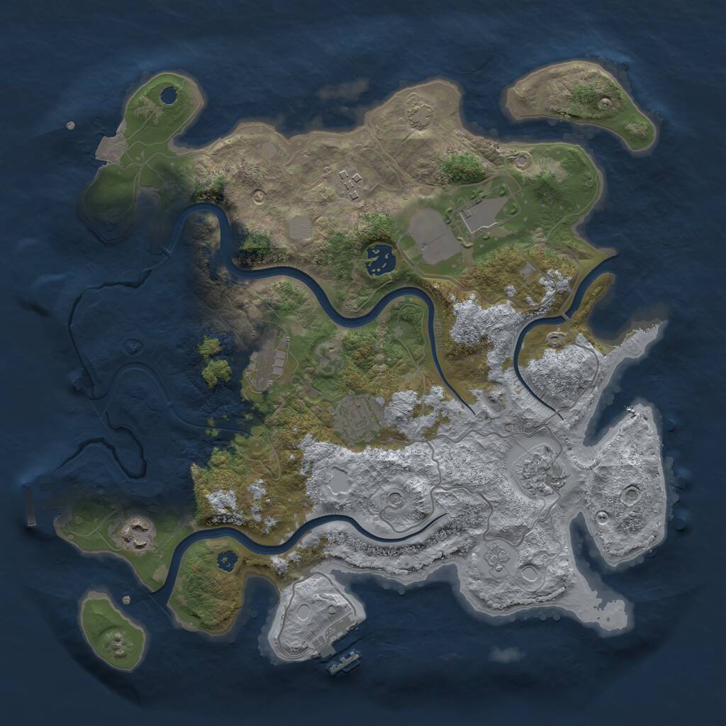 Rust Map: Procedural Map, Size: 3500, Seed: 1126689034, 13 Monuments