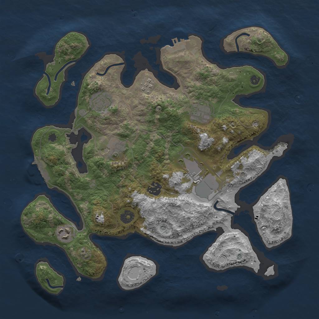 Rust Map: Procedural Map, Size: 3500, Seed: 1126689034, 18 Monuments