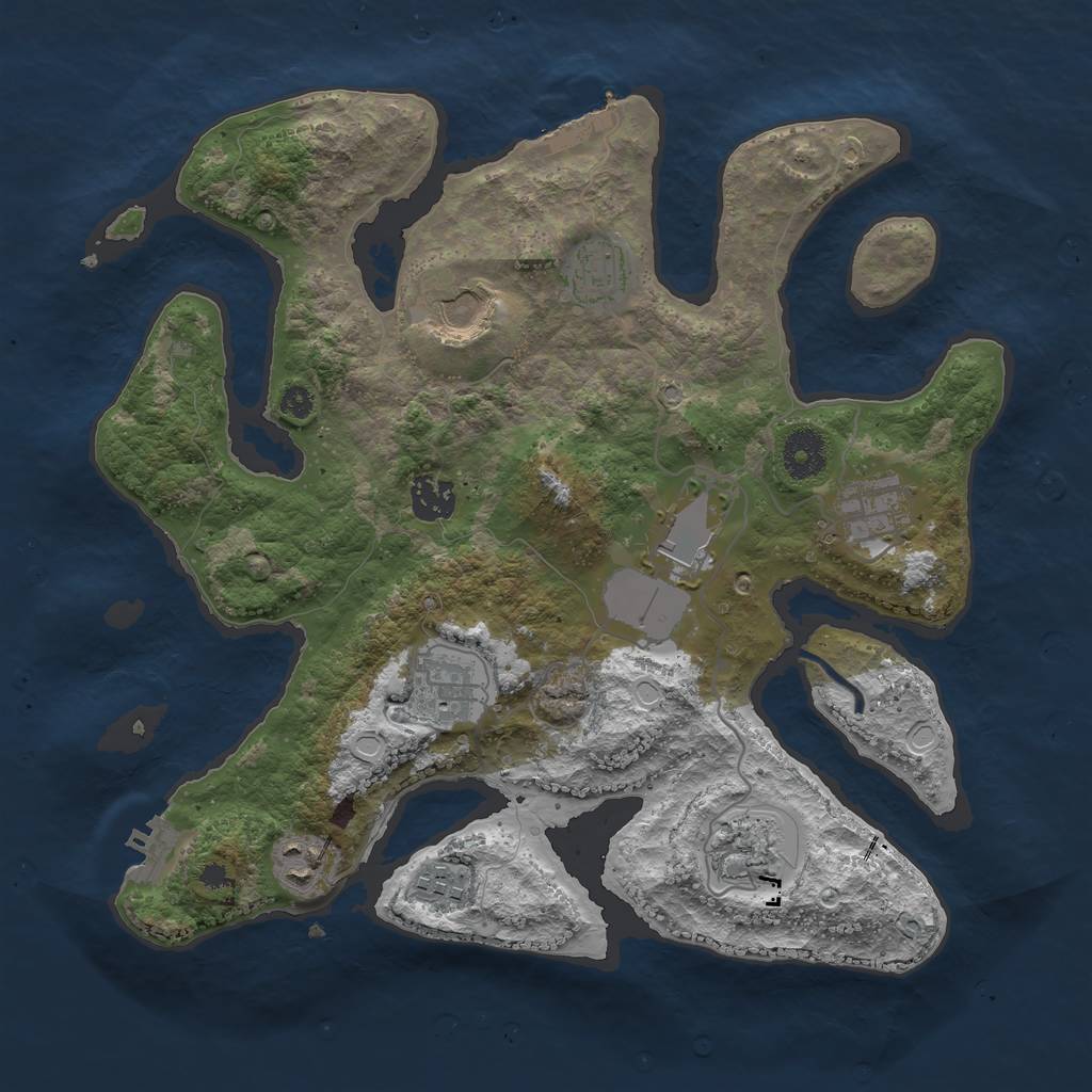 Rust Map: Procedural Map, Size: 3500, Seed: 1028610523, 19 Monuments