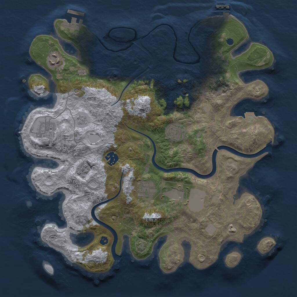 Rust Map: Procedural Map, Size: 3500, Seed: 3288158, 13 Monuments