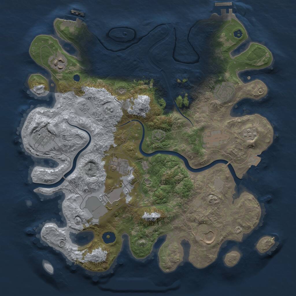 Rust Map: Procedural Map, Size: 3500, Seed: 3288158, 14 Monuments