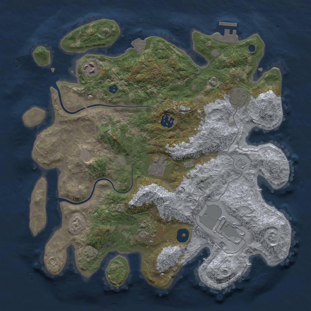 Rust Map: Procedural Map, Size: 3500, Seed: 6956, 11 Monuments