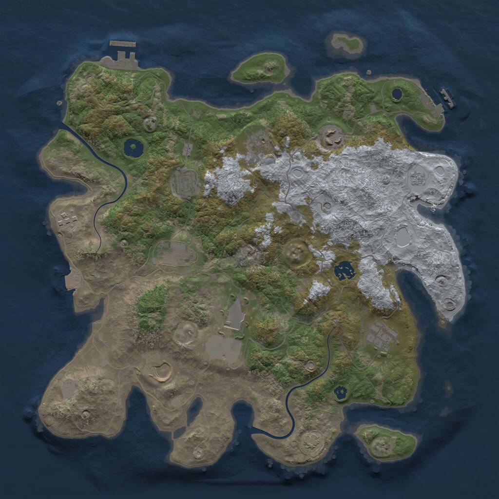 Rust Map: Procedural Map, Size: 3850, Seed: 1916858527, 15 Monuments