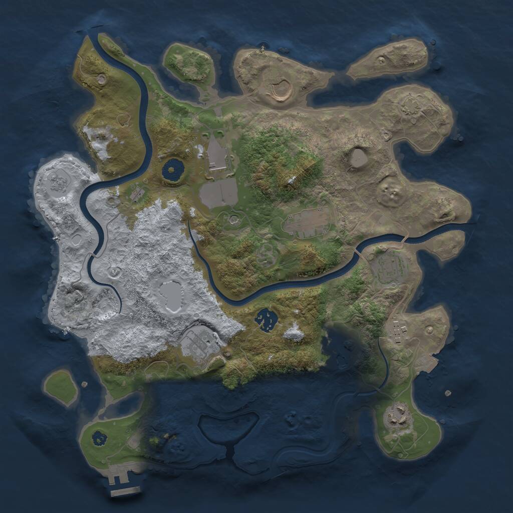 Rust Map: Procedural Map, Size: 3500, Seed: 2146811001, 14 Monuments