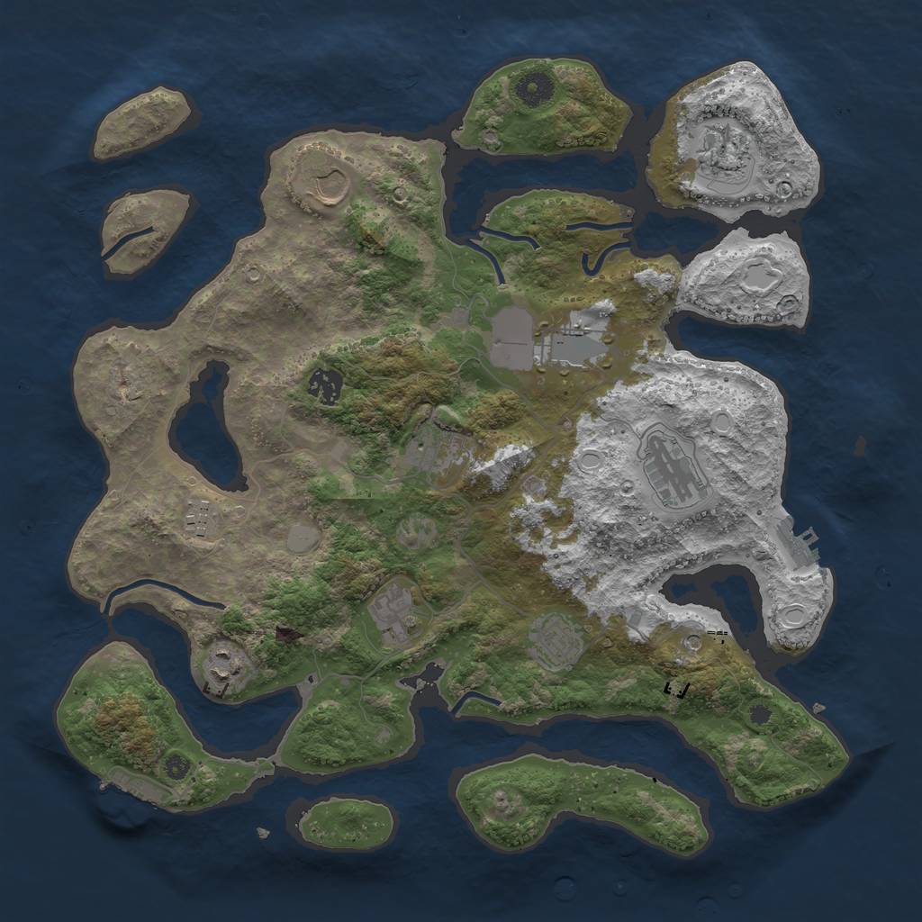 Rust Map: Procedural Map, Size: 3850, Seed: 134735864, 18 Monuments