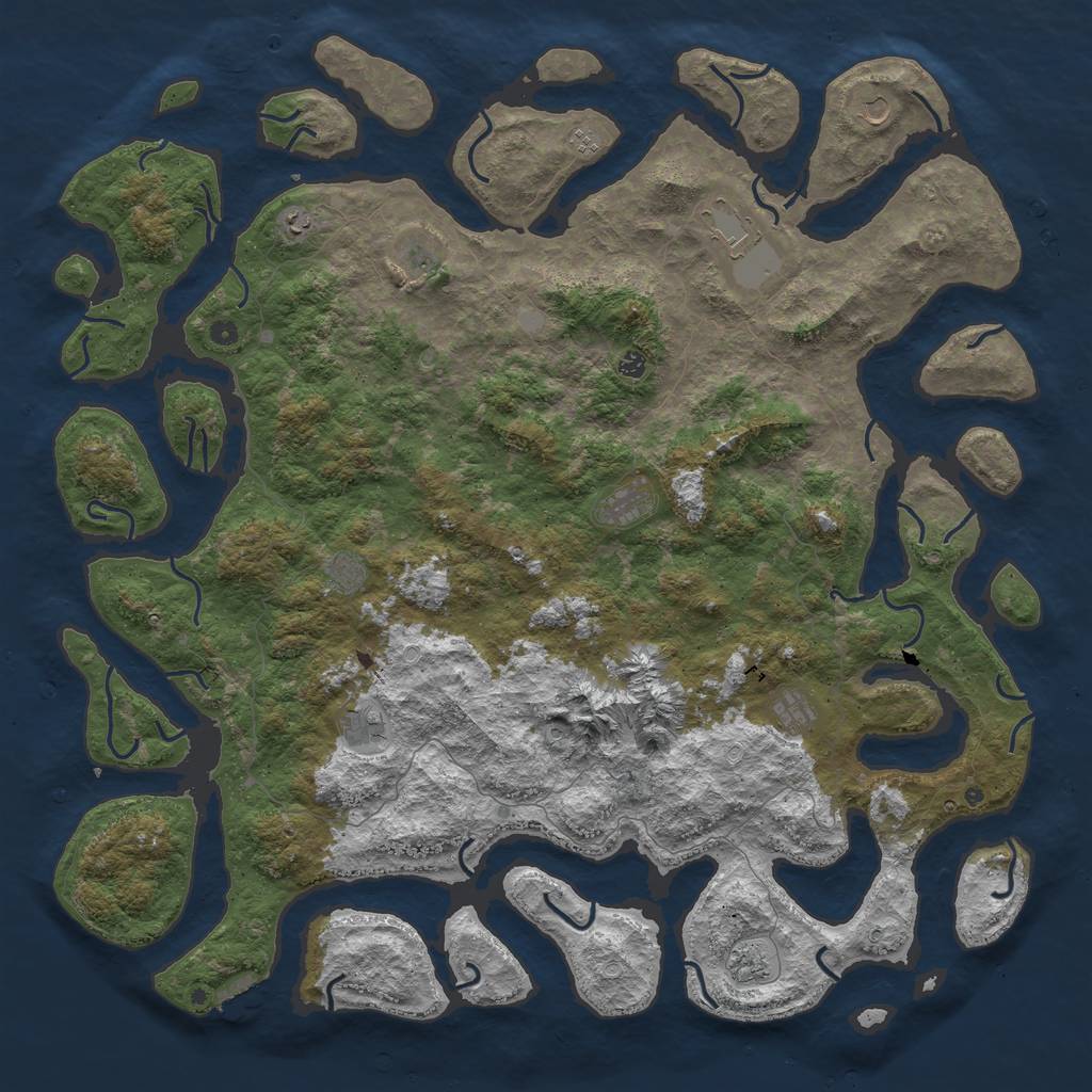 Rust Map: Procedural Map, Size: 6000, Seed: 1009090, 18 Monuments