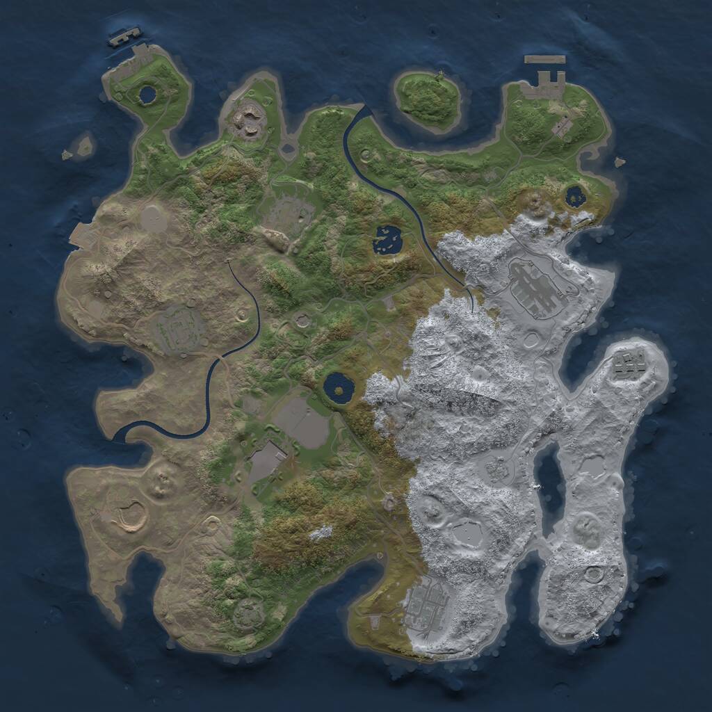 Rust Map: Procedural Map, Size: 3500, Seed: 914863501, 15 Monuments