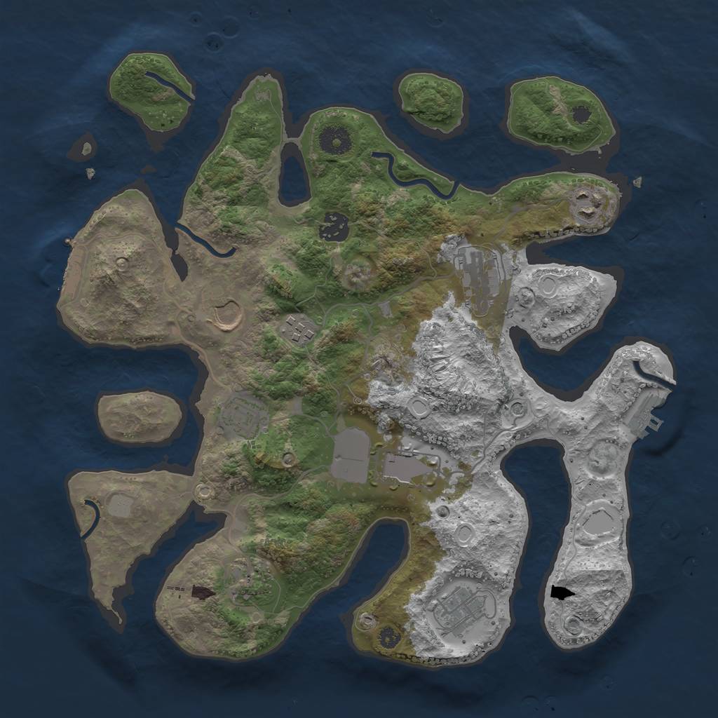 Rust Map: Procedural Map, Size: 3500, Seed: 914863501, 17 Monuments