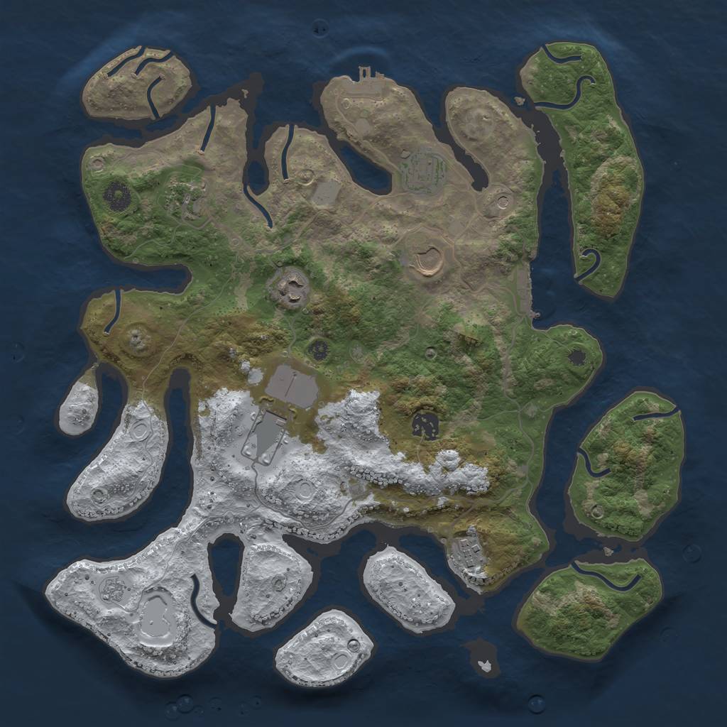 Rust Map: Procedural Map, Size: 3800, Seed: 624632369, 16 Monuments