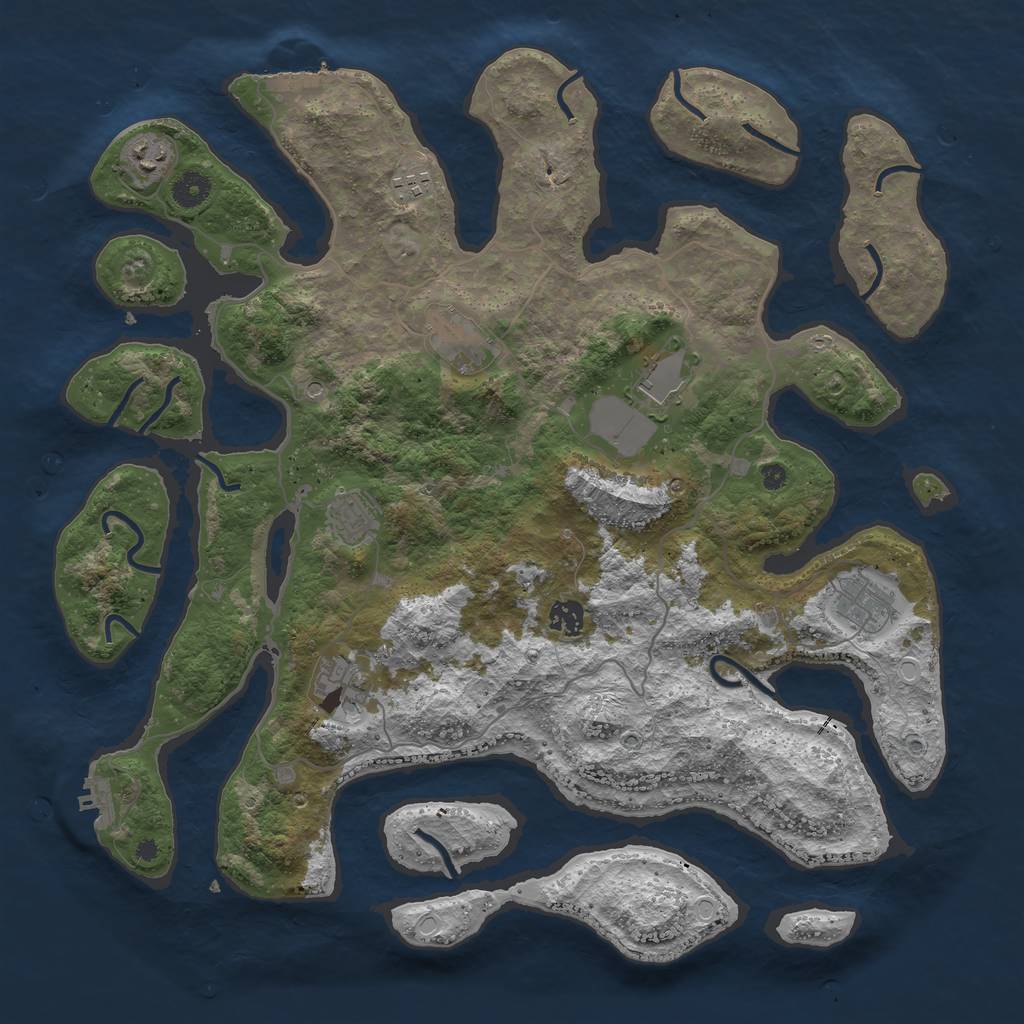 Rust Map: Procedural Map, Size: 4200, Seed: 7565, 16 Monuments