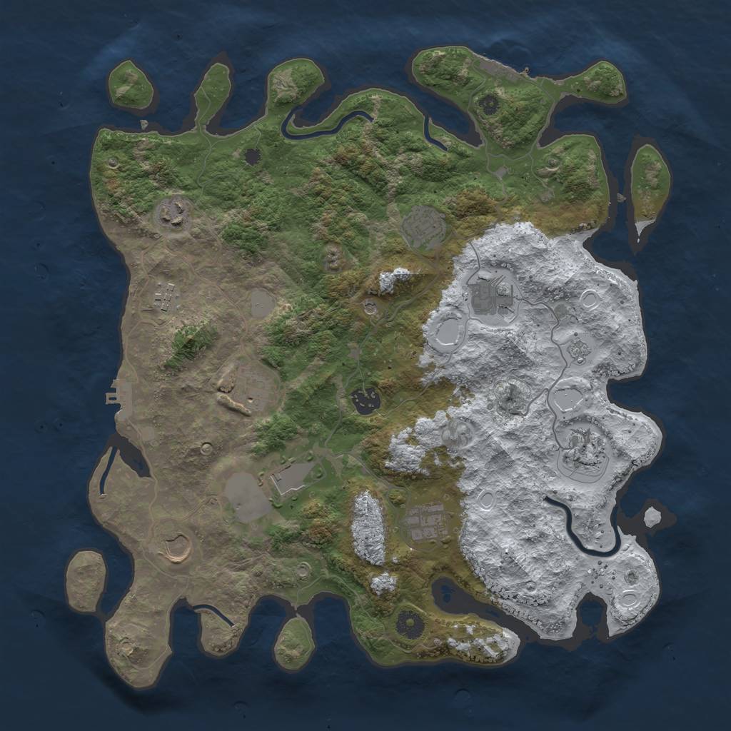 Rust Map: Procedural Map, Size: 3900, Seed: 1296112, 19 Monuments