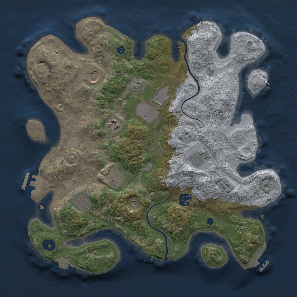 Rust Map: Procedural Map, Size: 3500, Seed: 1927254238, 14 Monuments
