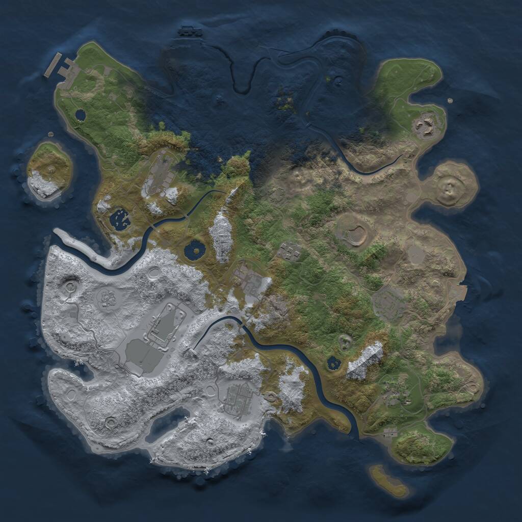 Rust Map: Procedural Map, Size: 3850, Seed: 82537400, 16 Monuments