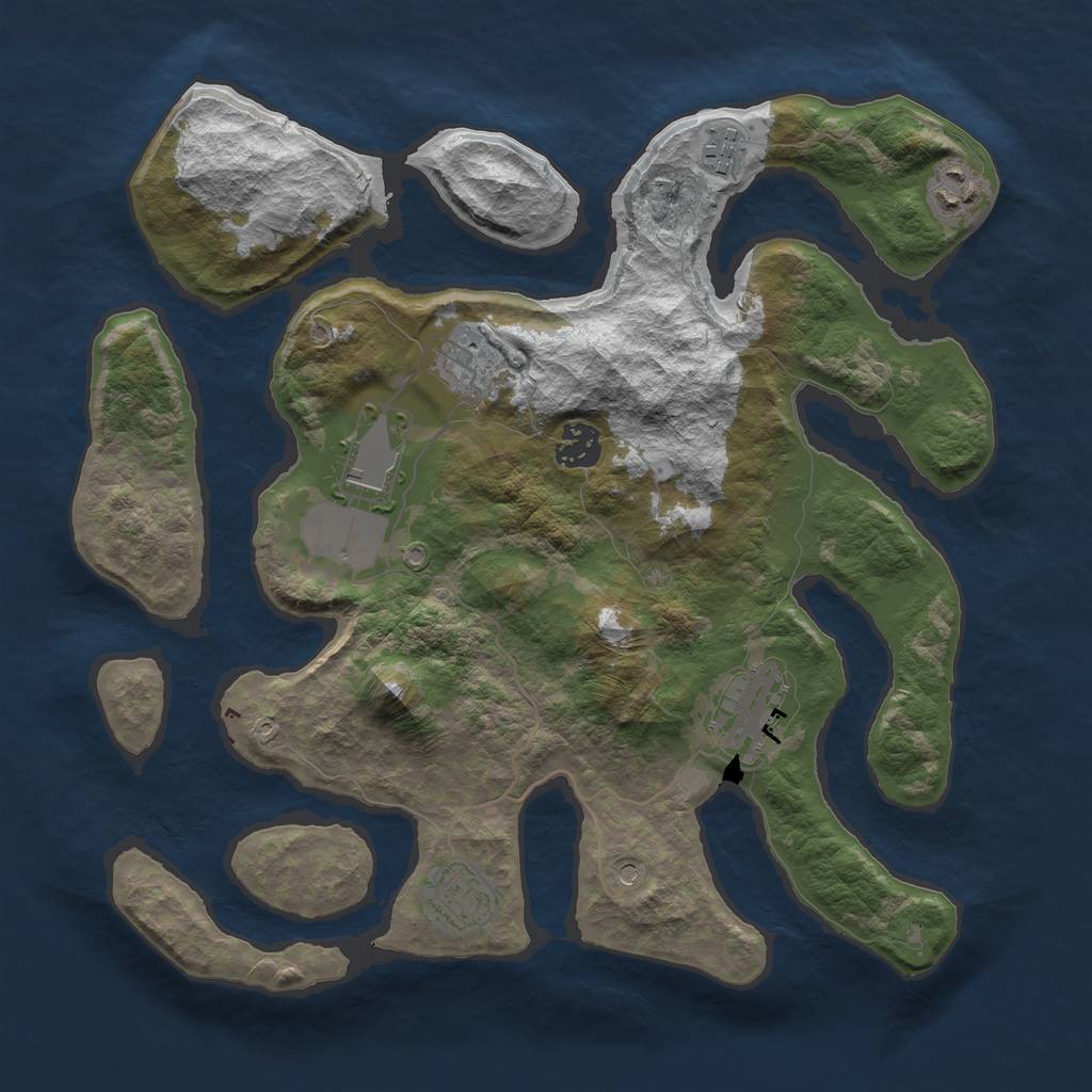 Rust Map: Barren, Size: 3500, Seed: 421, 10 Monuments