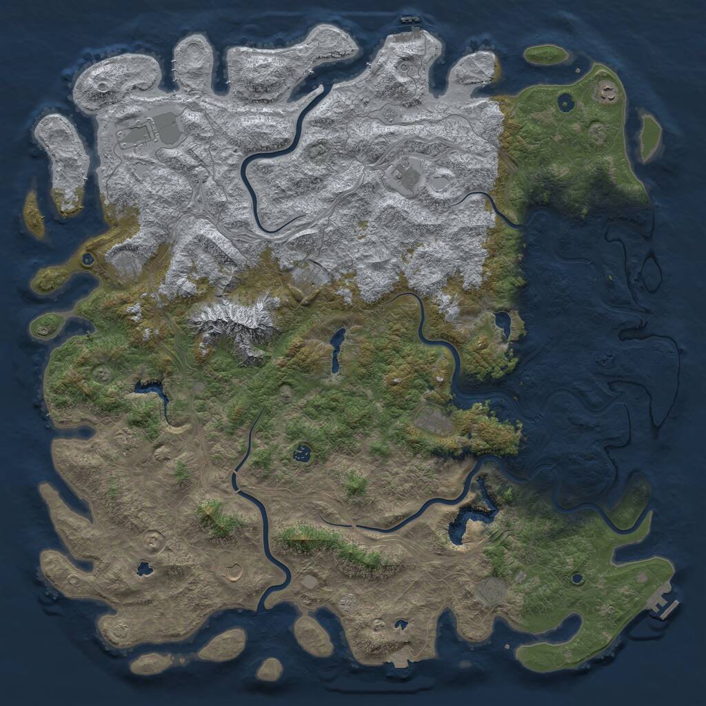 Rust Map: Procedural Map, Size: 6000, Seed: 489369734, 17 Monuments