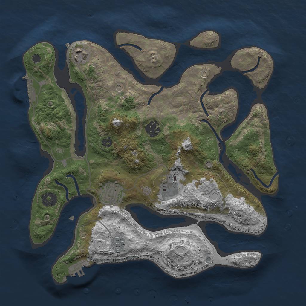 Rust Map: Procedural Map, Size: 3000, Seed: 96449, 13 Monuments