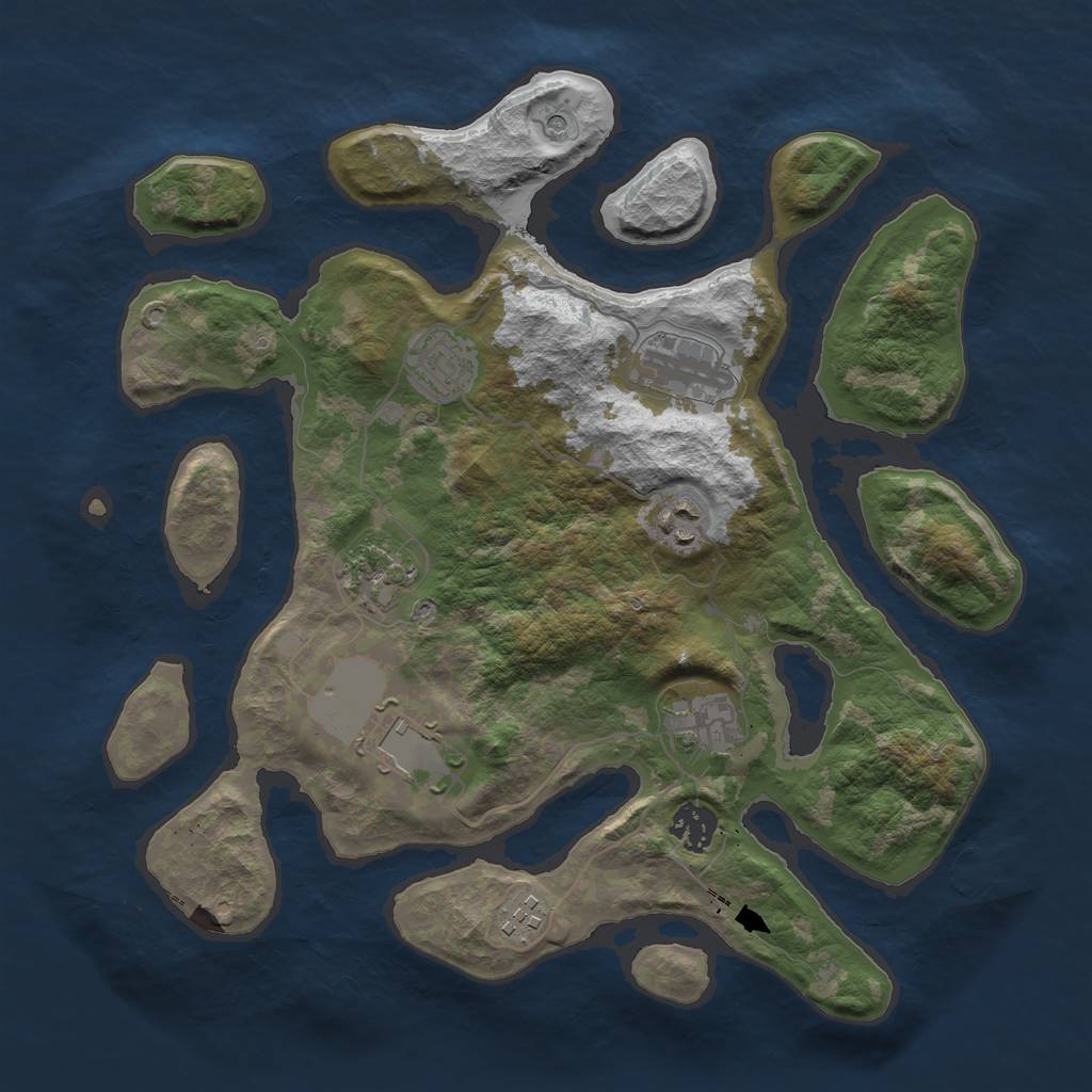 Rust Map: Barren, Size: 3500, Seed: 161955694, 11 Monuments