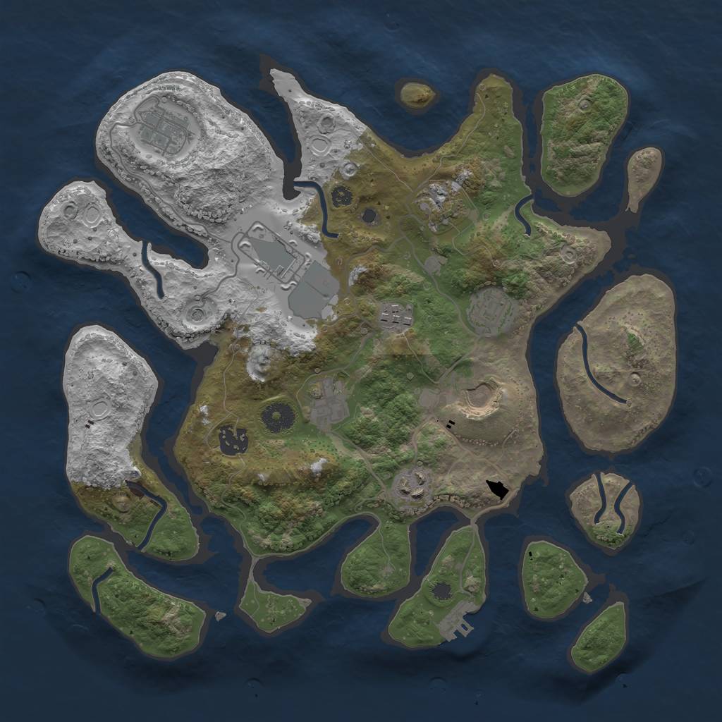 Rust Map: Procedural Map, Size: 3500, Seed: 32432463, 16 Monuments
