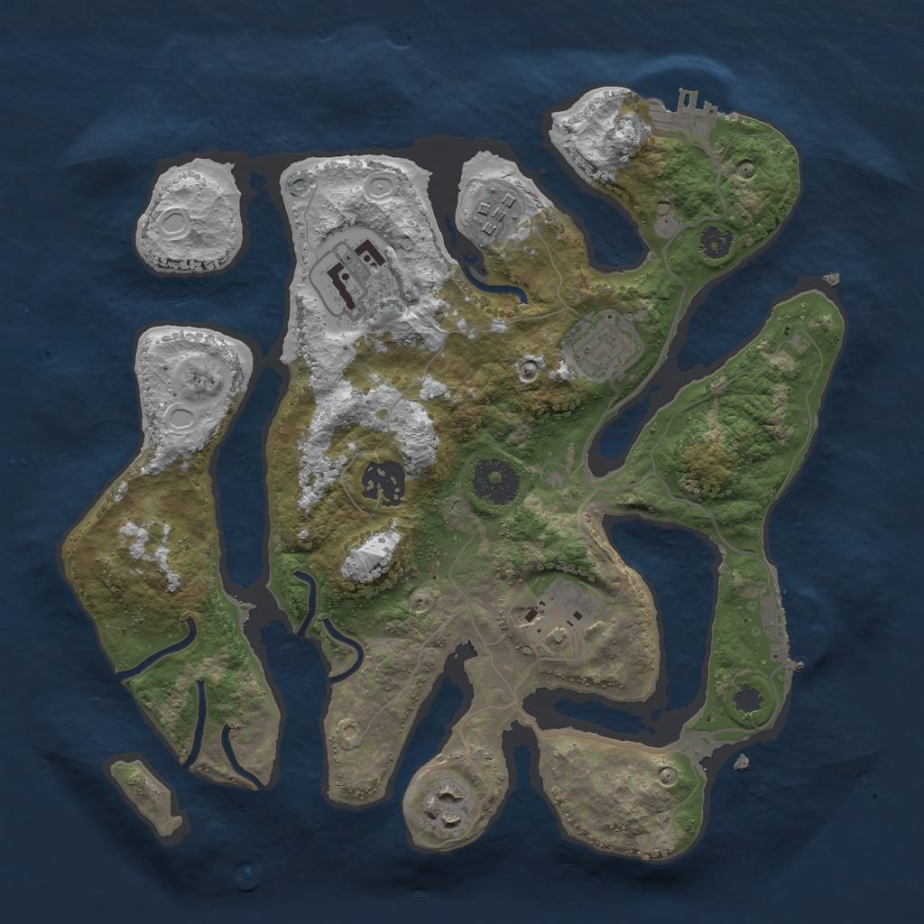 Rust Map: Procedural Map, Size: 3000, Seed: 174632, 16 Monuments