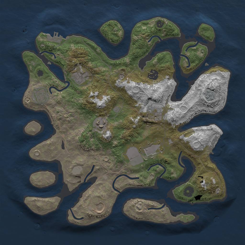 Rust Map: Procedural Map, Size: 3500, Seed: 696969874, 16 Monuments