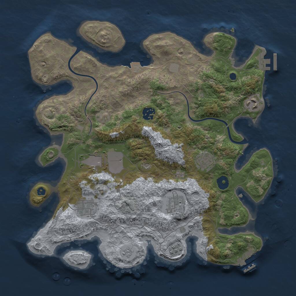 Rust Map: Procedural Map, Size: 3500, Seed: 156451325, 13 Monuments