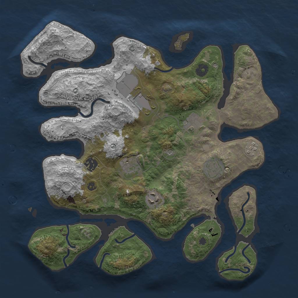 Rust Map: Procedural Map, Size: 3500, Seed: 33876456, 16 Monuments