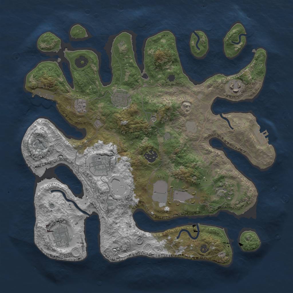 Rust Map: Procedural Map, Size: 3500, Seed: 723938938, 16 Monuments