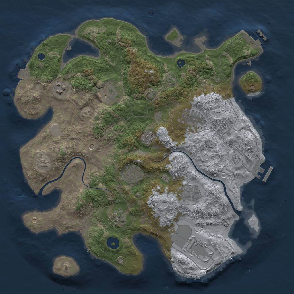 Rust Map: Procedural Map, Size: 3500, Seed: 436349876, 14 Monuments