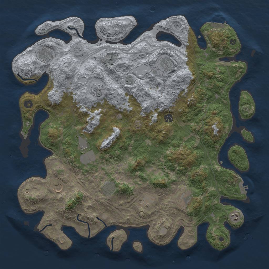 Rust Map: Procedural Map, Size: 4600, Seed: 1234, 18 Monuments