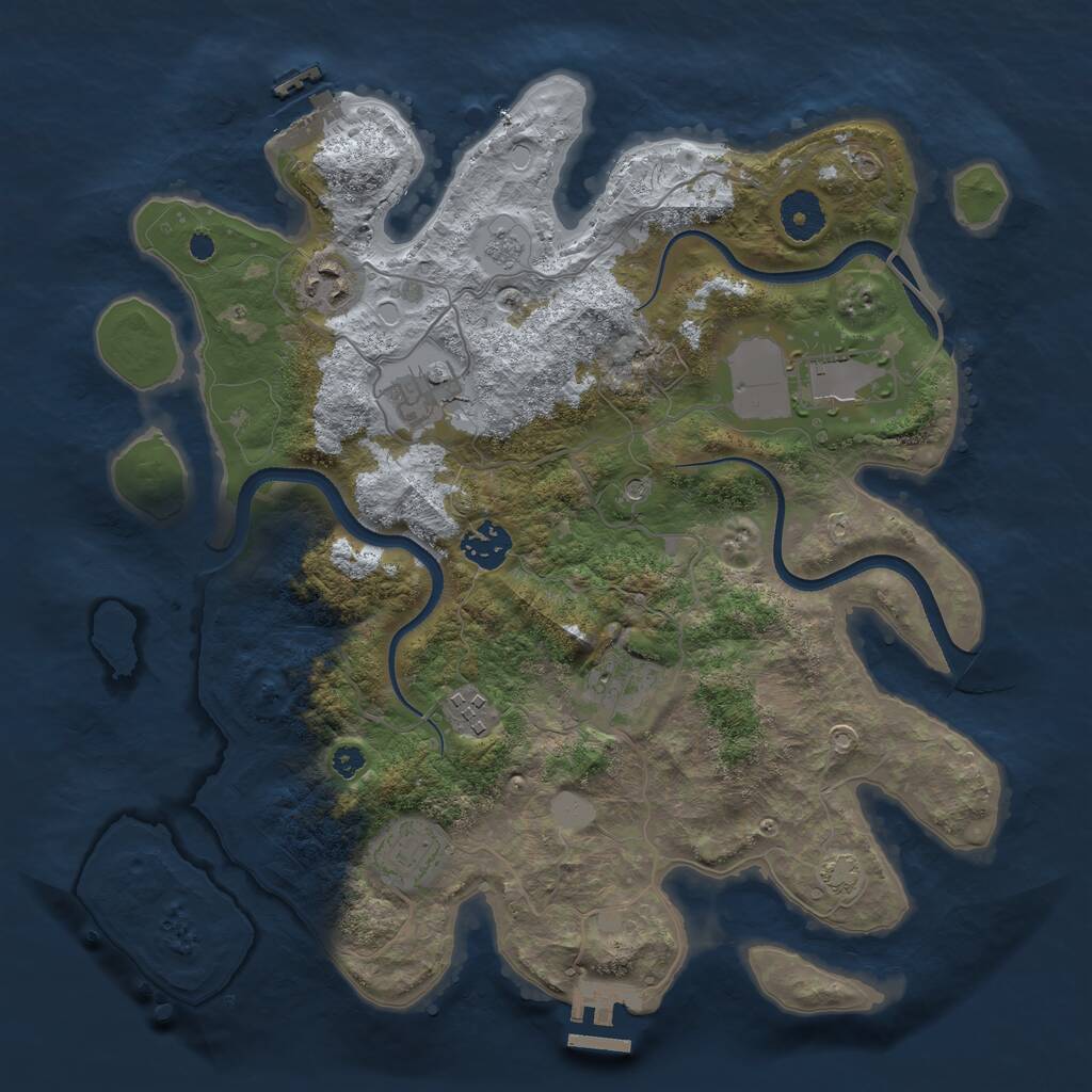 Rust Map: Procedural Map, Size: 3500, Seed: 30035801, 13 Monuments