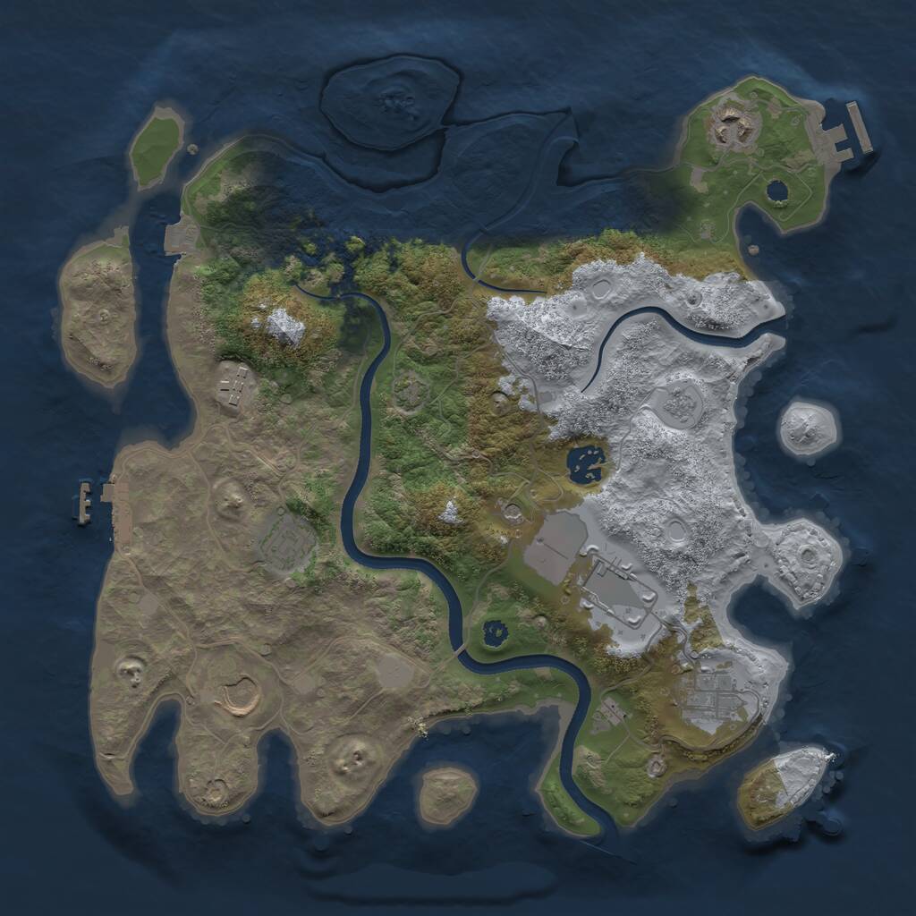 Rust Map: Procedural Map, Size: 3500, Seed: 43532533, 13 Monuments