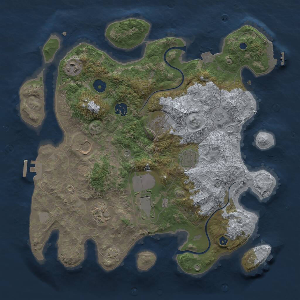 Rust Map: Procedural Map, Size: 3500, Seed: 43532533, 13 Monuments