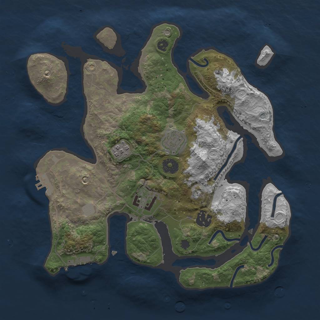 Rust Map: Procedural Map, Size: 3000, Seed: 1306891645, 11 Monuments