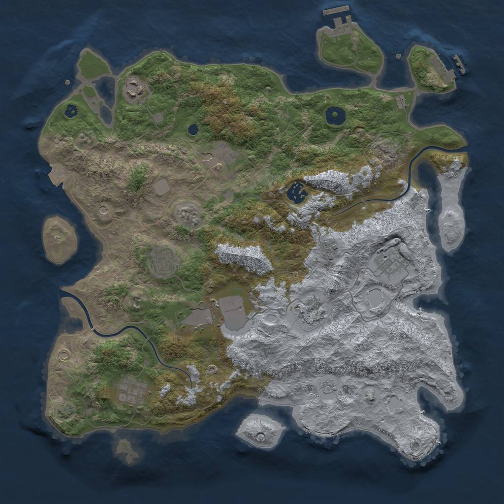 Rust Map: Procedural Map, Size: 3850, Seed: 1678709566, 15 Monuments