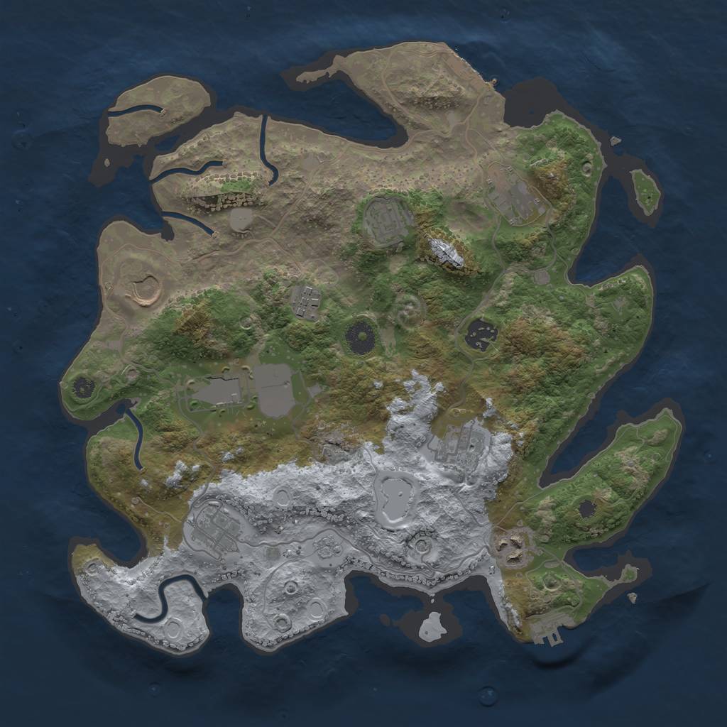 Rust Map: Procedural Map, Size: 3550, Seed: 962069872, 18 Monuments