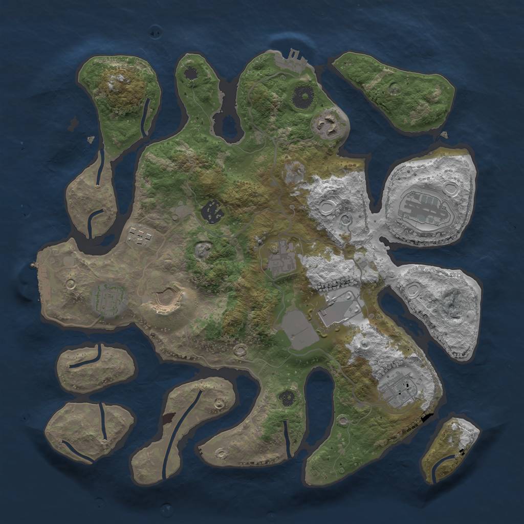 Rust Map: Procedural Map, Size: 3500, Seed: 13313445, 20 Monuments