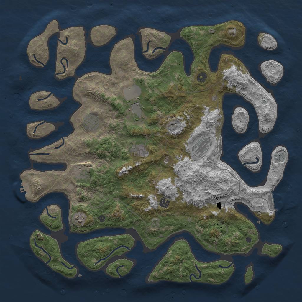 Rust Map: Procedural Map, Size: 4500, Seed: 1464048216, 19 Monuments