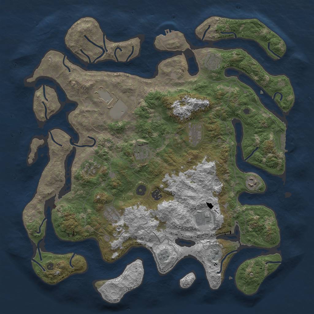 Rust Map: Procedural Map, Size: 4500, Seed: 46528491, 21 Monuments