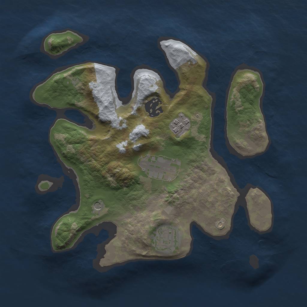 Rust Map: Barren, Size: 2500, Seed: 71233, 7 Monuments