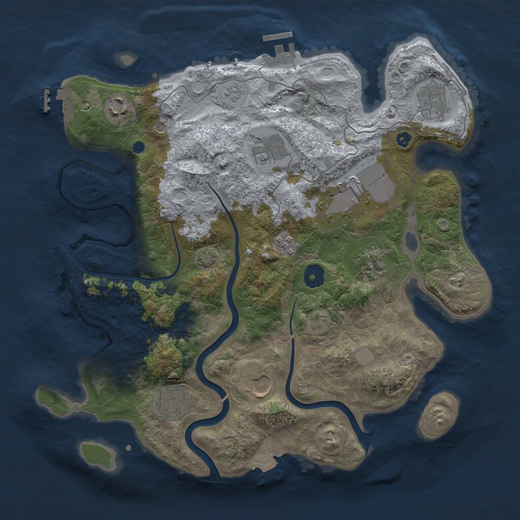 Rust Map: Procedural Map, Size: 3500, Seed: 436068461, 14 Monuments