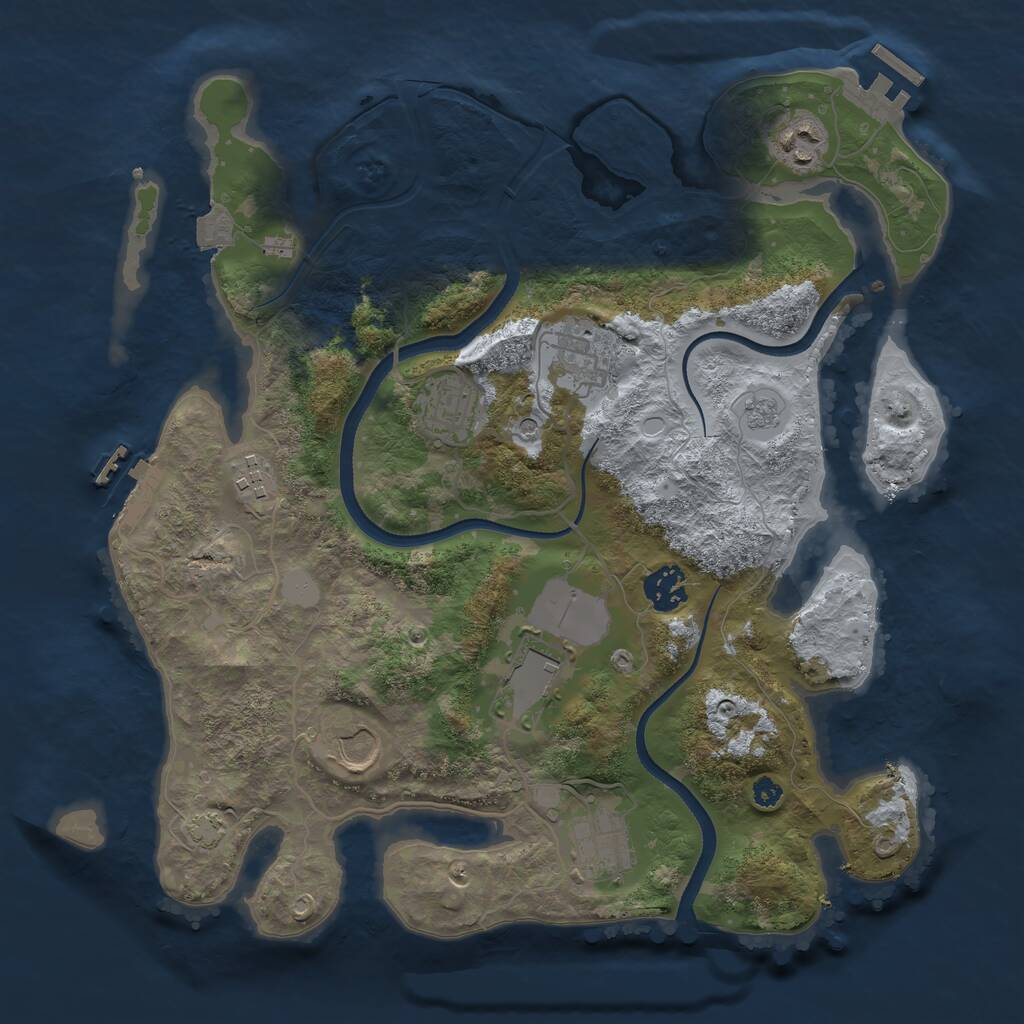 Rust Map: Procedural Map, Size: 3500, Seed: 3584751, 14 Monuments